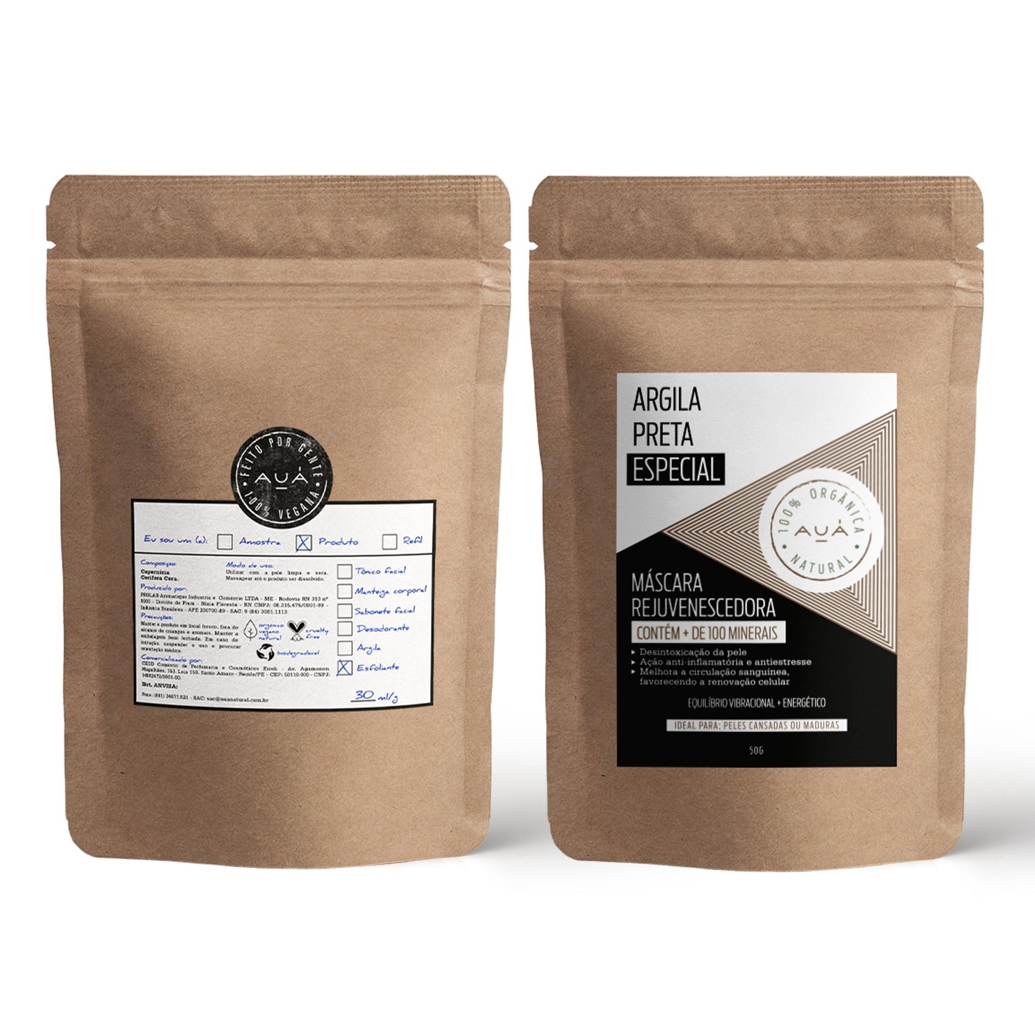 Kit Duo Esfoliante de Carnaúba + Argila Especial Preta AUÁ