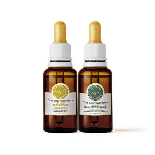 Kit Duo Óleo Rejuvenescedor Clareador + Óleo Rejuvenescedor Antioleosidade AUÁ